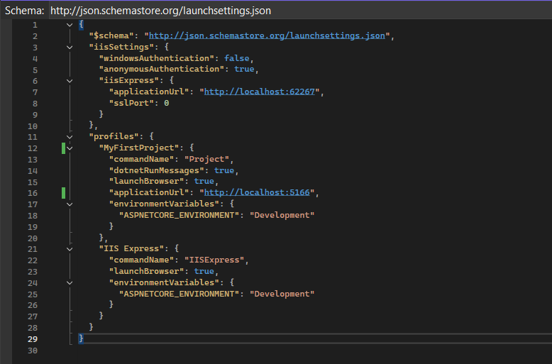 Tệp launchSettings.json
